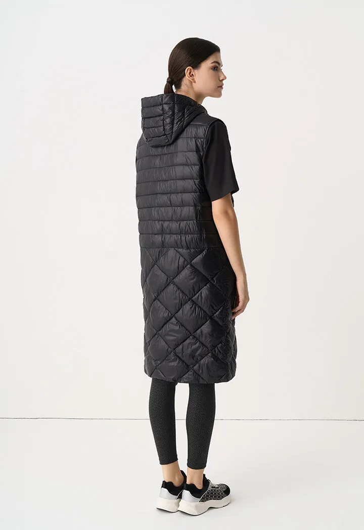 Choice Solid Quilted Sleeveless Gilet Black