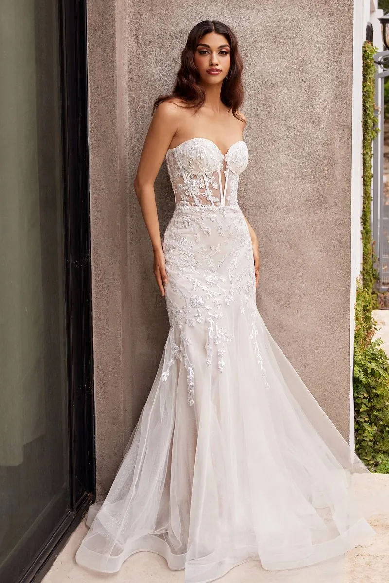 CINDERELLA DIVINE CB126W Strapless Embellished Mermaid Wedding Dress