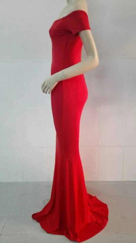 Clearance Sexy Off Shoulder Red Mermaid Long Party Floor Length Dress