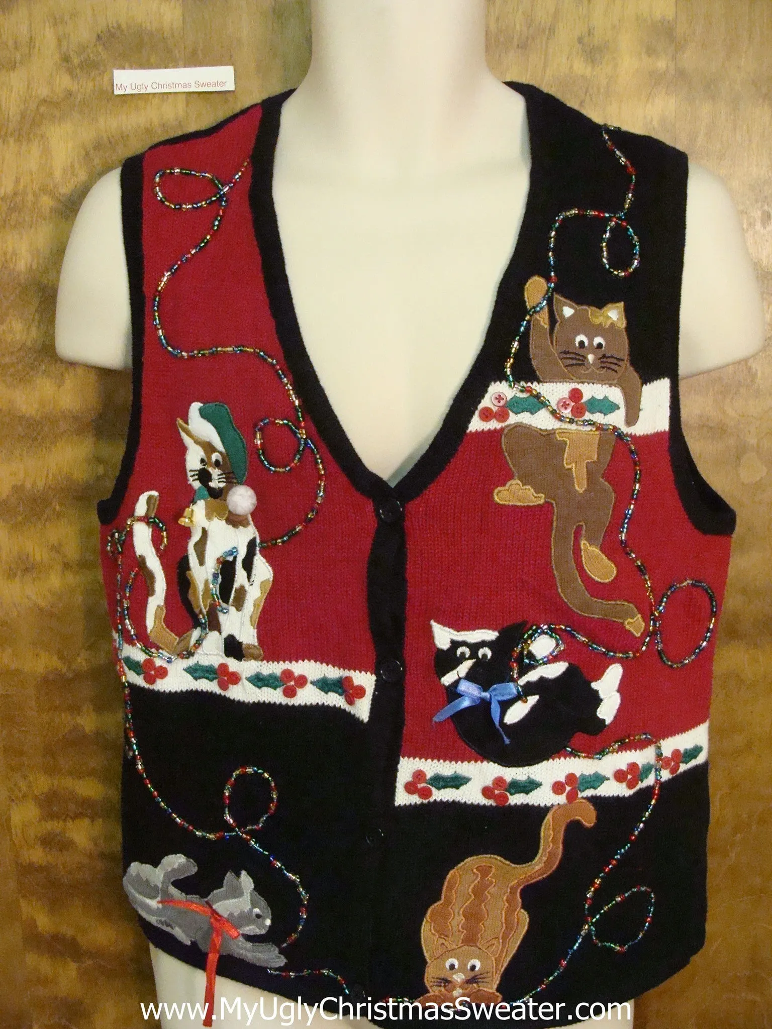 Crazy Cat Lady Awesome 2sided Ugly Christmas Sweater Vest