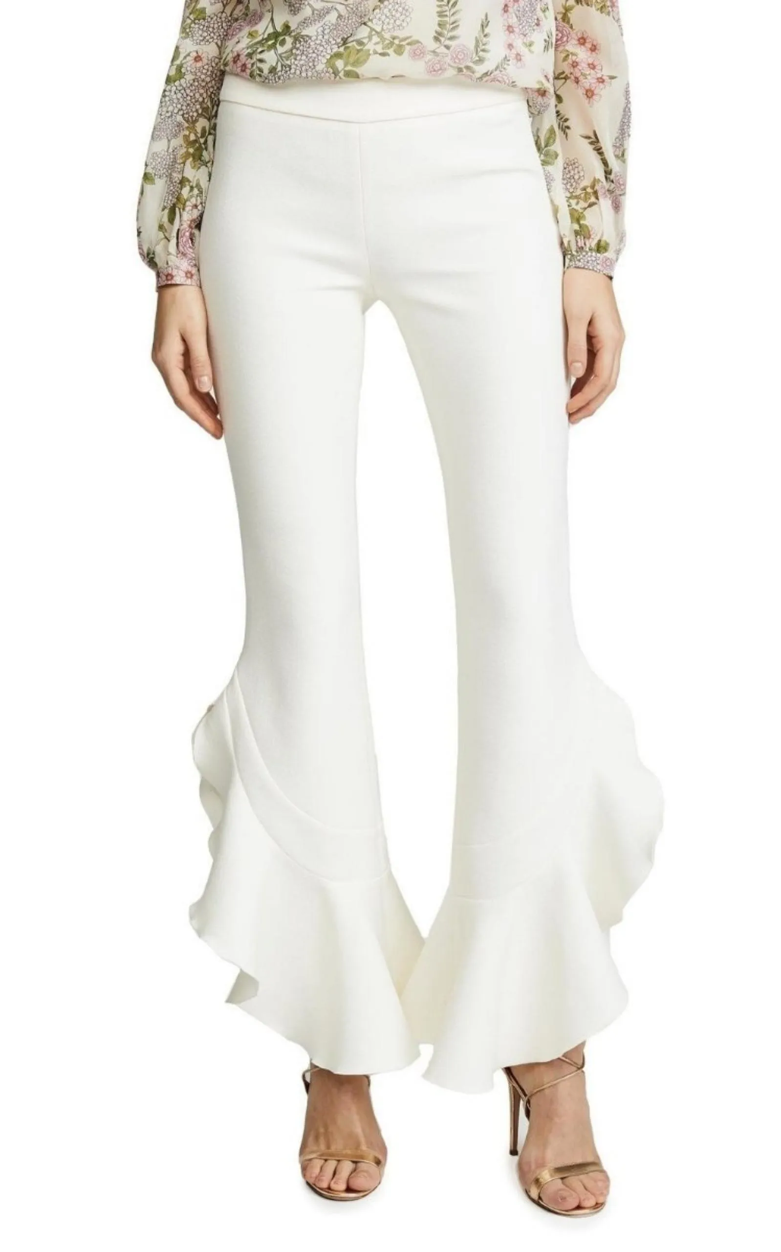 Crepe Ruffle Pants