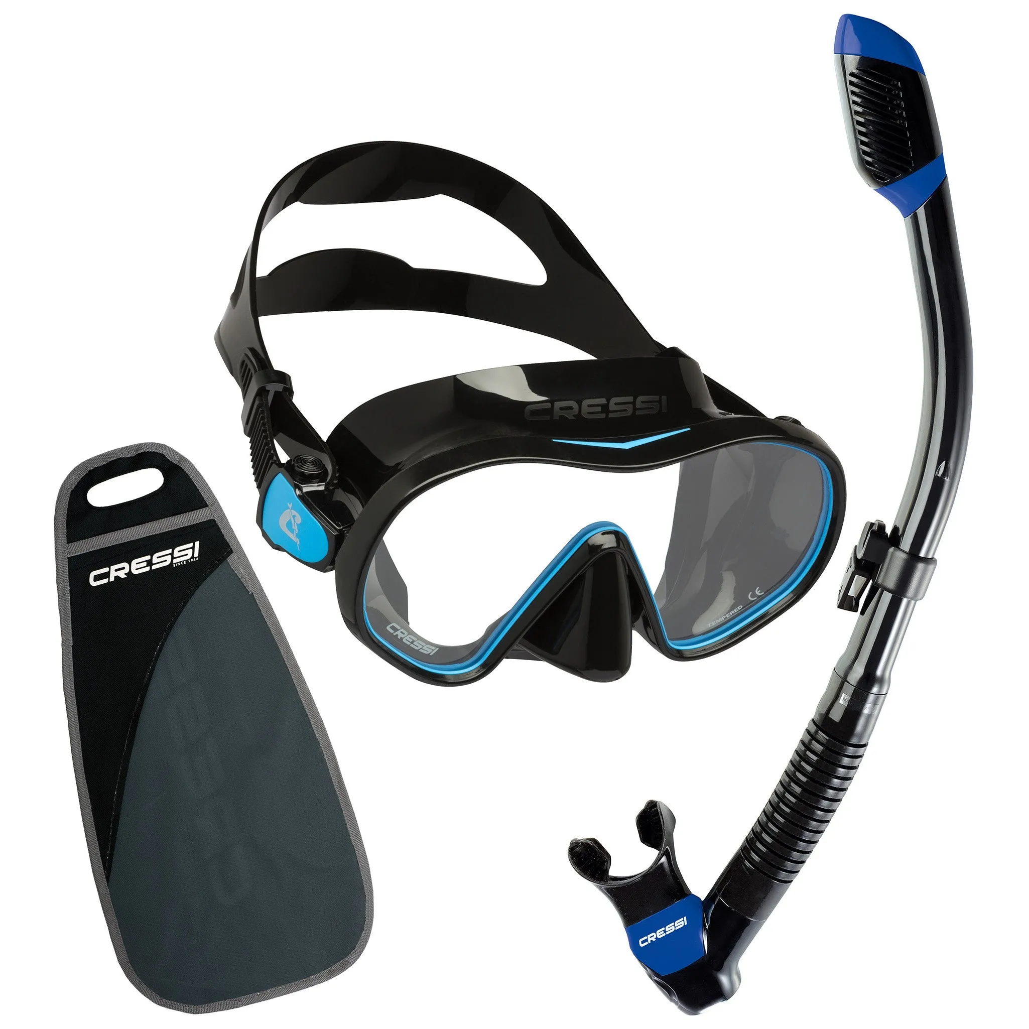 Cressi F-Dual and Supernova Dry Snorkel Combo