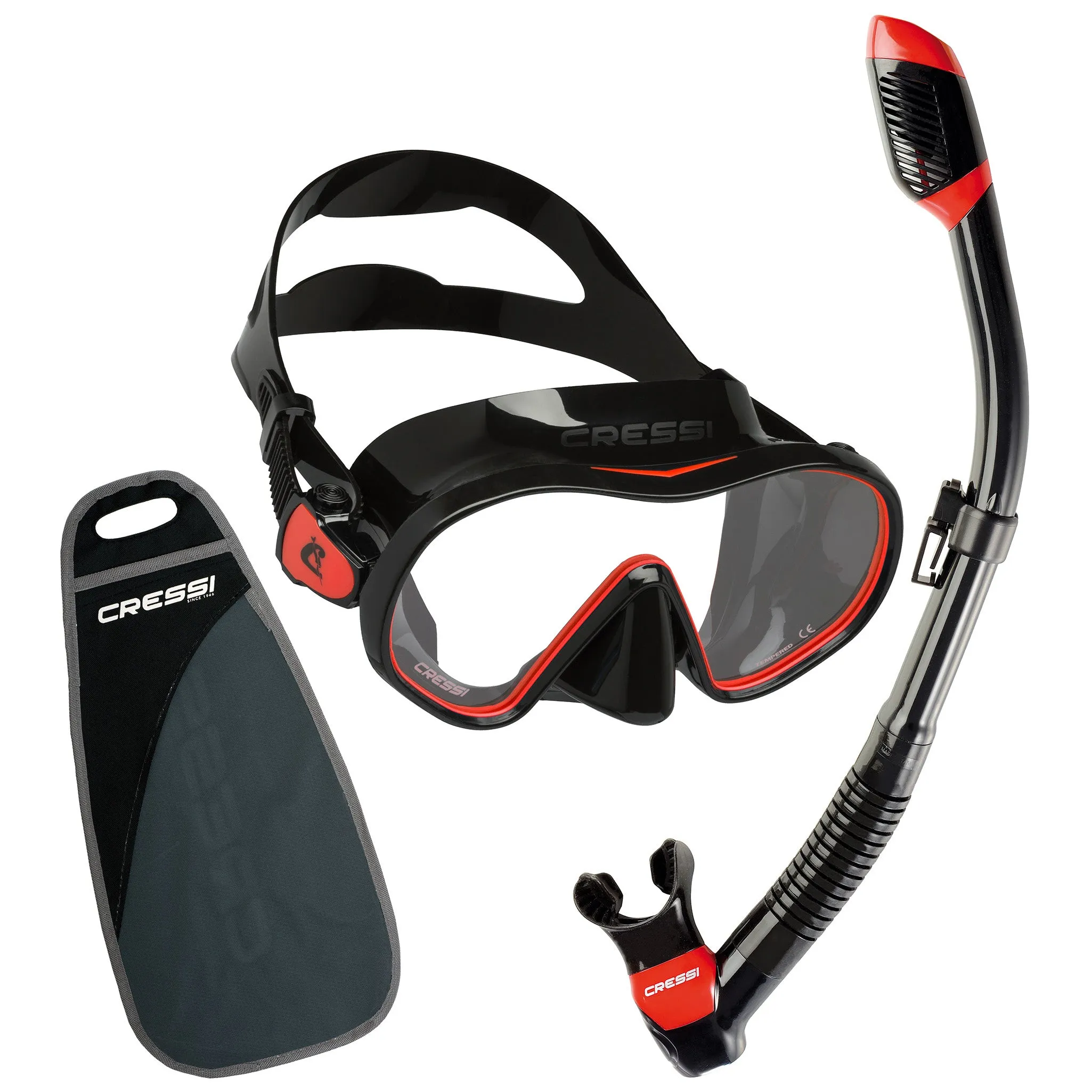 Cressi F-Dual and Supernova Dry Snorkel Combo