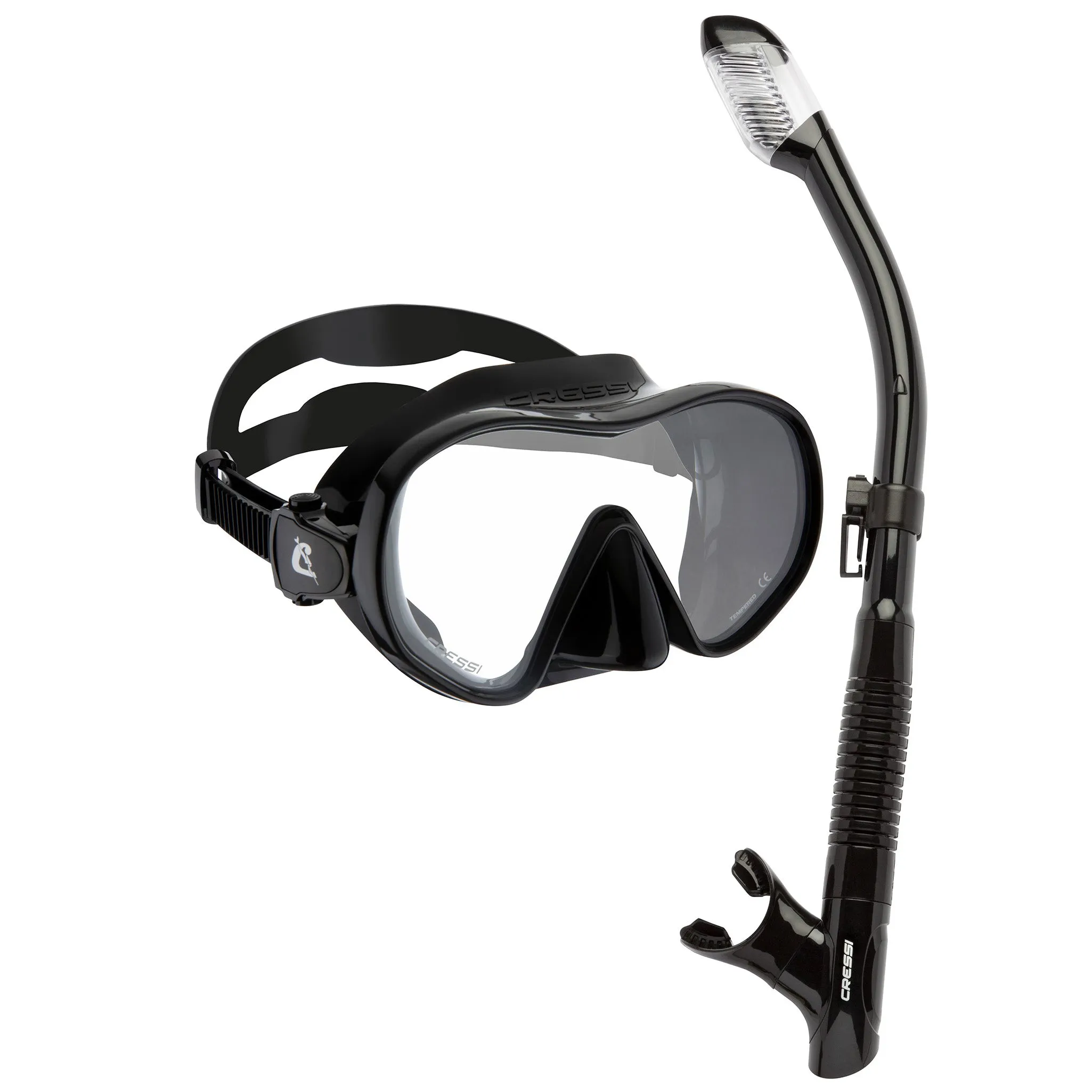 Cressi F-dual and Tao Dry Combo Snorkel Set