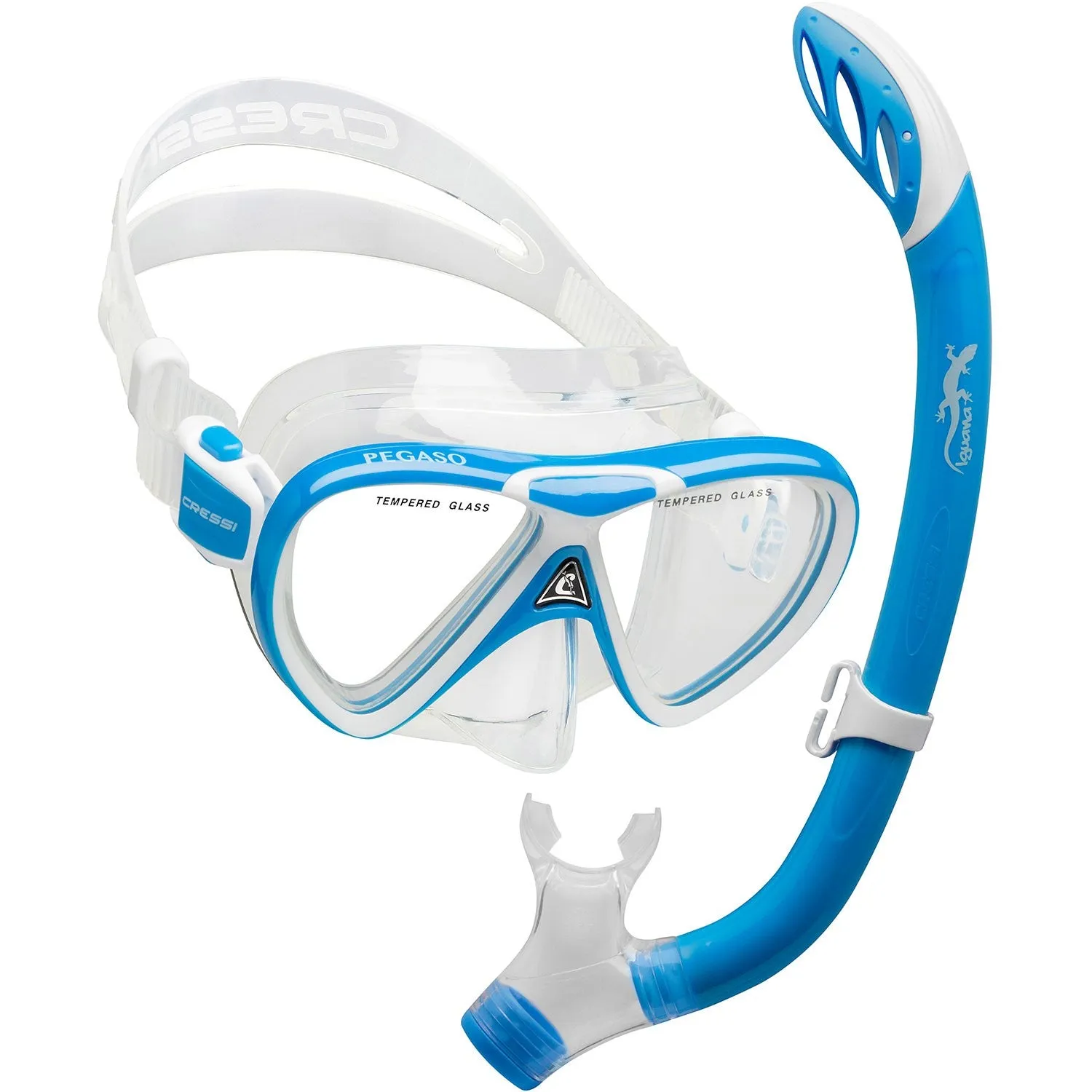 Cressi Pegaso Mask and Iguana Snorkel Semi-Dry Kids Package