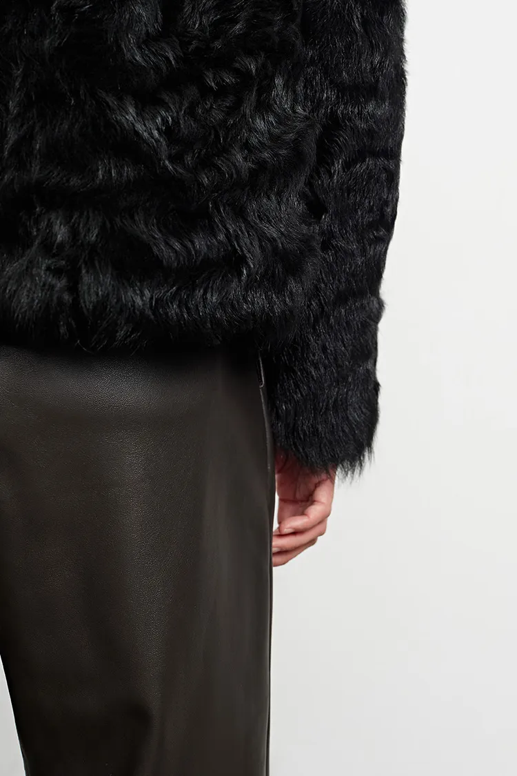 Cropped Toscana Shearling Sheepskin Jacket With Oversized Collar