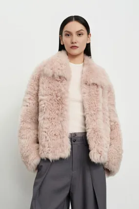 Cropped Toscana Shearling Sheepskin Jacket With Oversized Collar