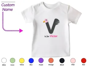 Custom Kids Tshirt Gift For Toddler Girls with Initials V On Shirt Gift For Kids