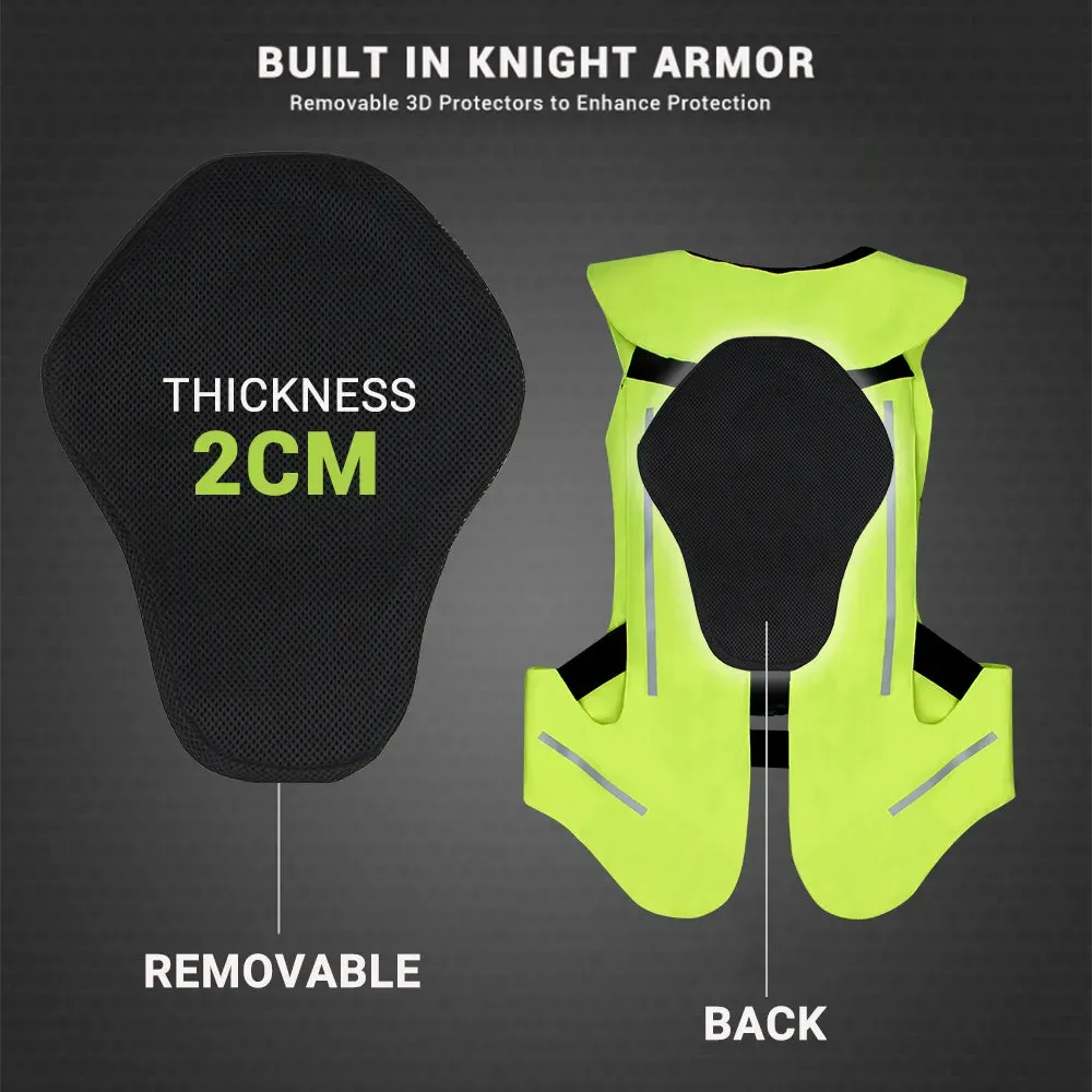 Cycling Airbag Vest Men Motorcycle Jacket Reflective Motocross Air Bag Moto Vest Protective Black Fluorescent S-3XL