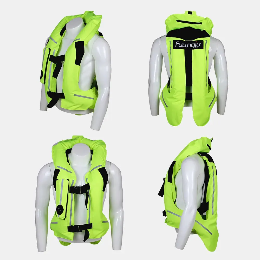 Cycling Airbag Vest Men Motorcycle Jacket Reflective Motocross Air Bag Moto Vest Protective Black Fluorescent S-3XL