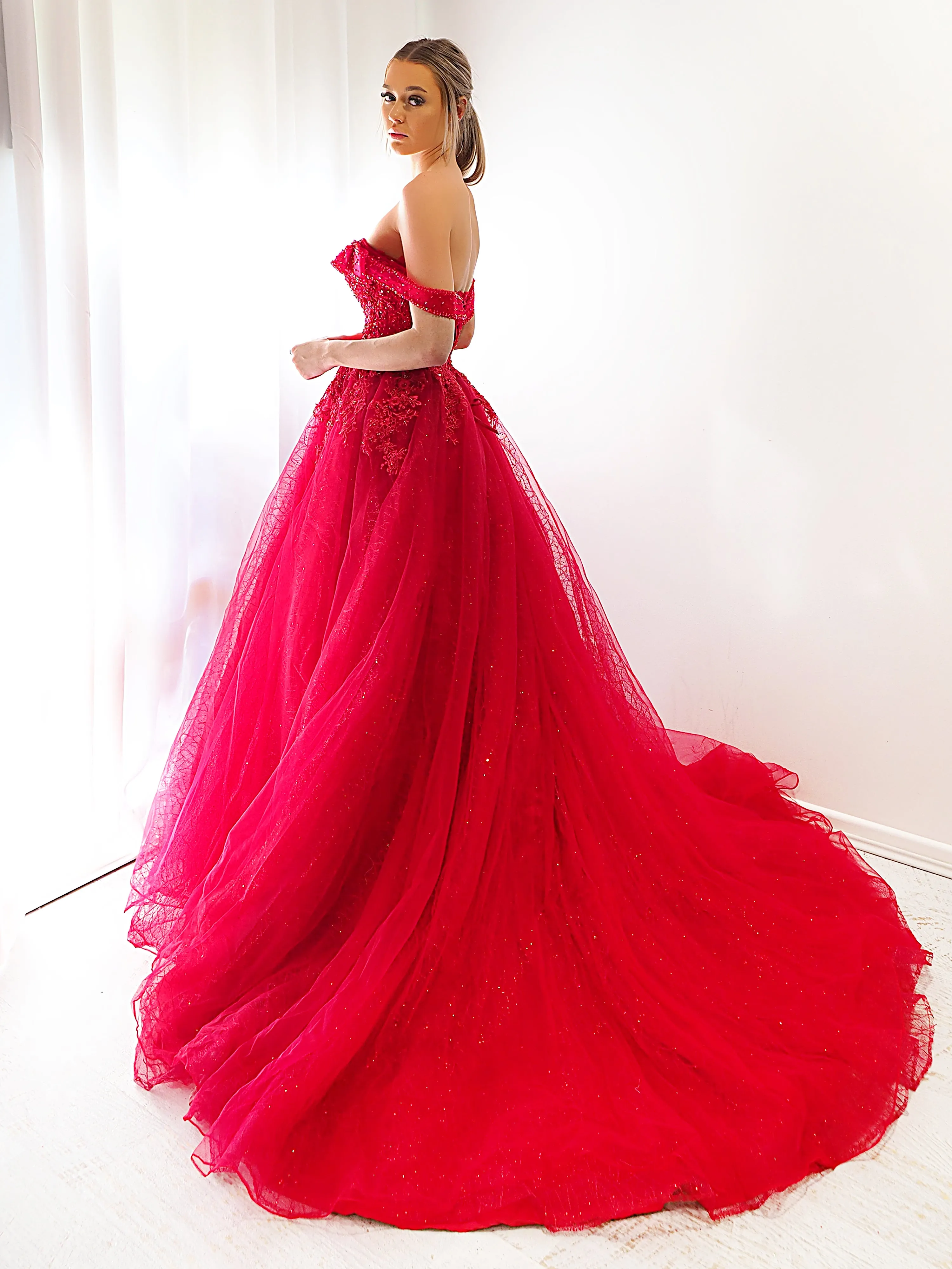 Dark red princess gown