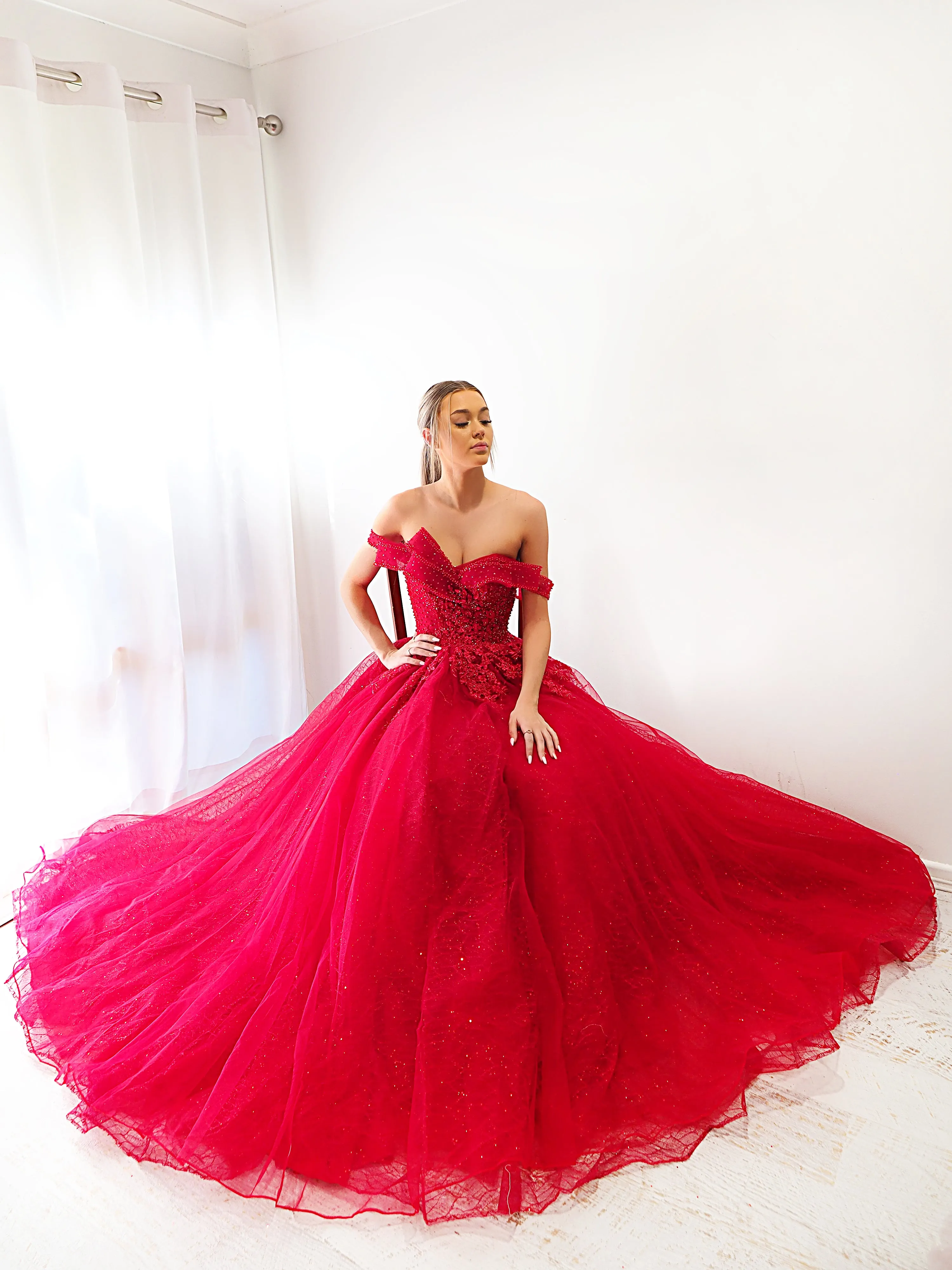 Dark red princess gown