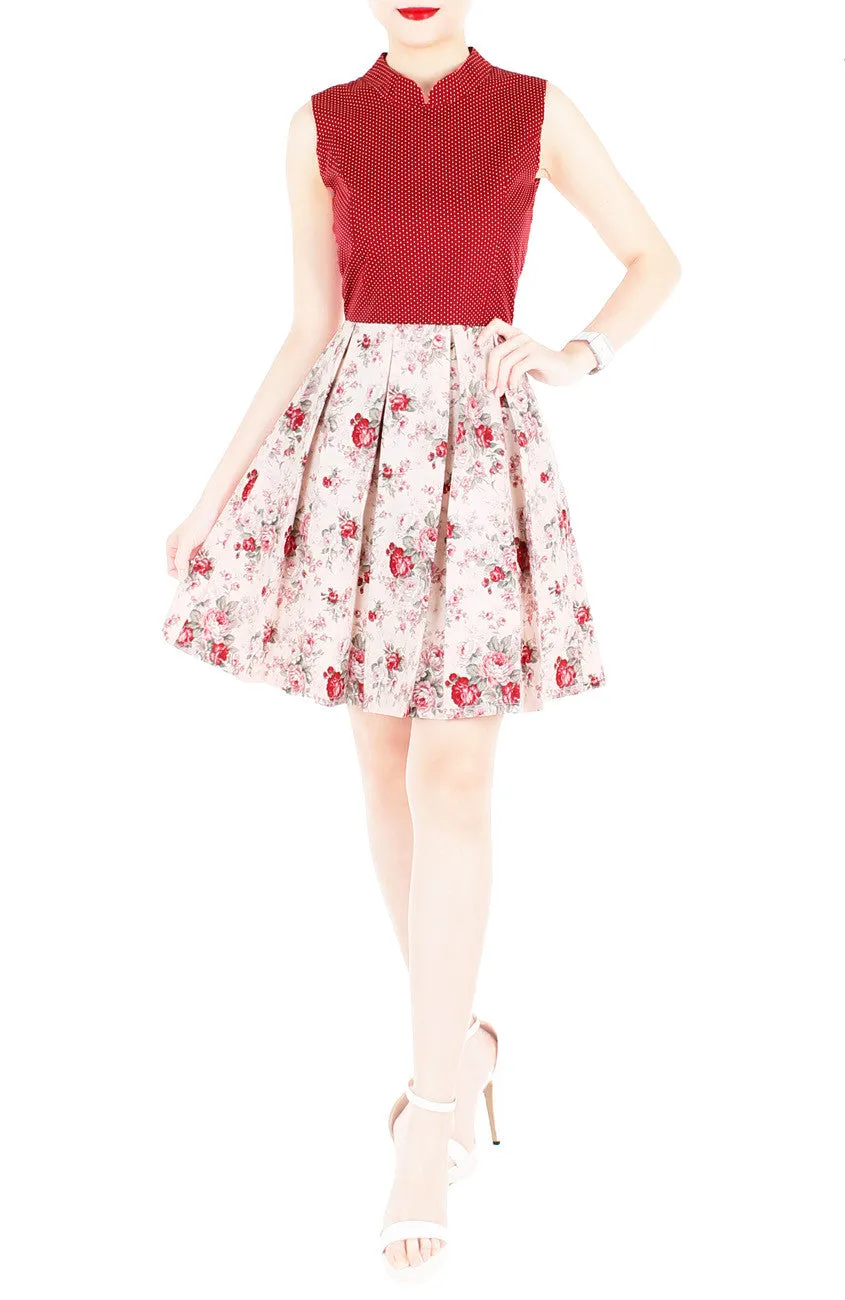 Delicate Rose Artisan Cheongsam Dress - Red