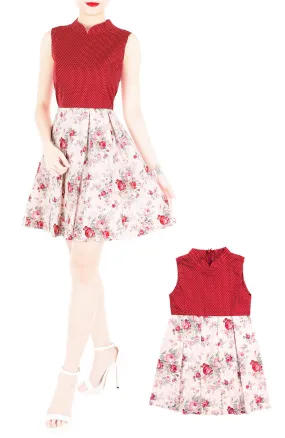 Delicate Rose Artisan Cheongsam Dress - Red