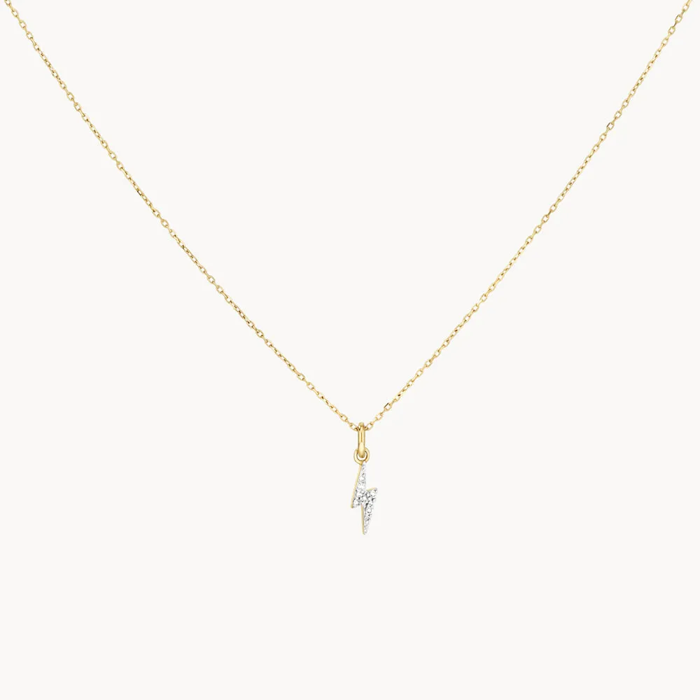 Diamond Lightning Bolt Necklace in 10k Gold