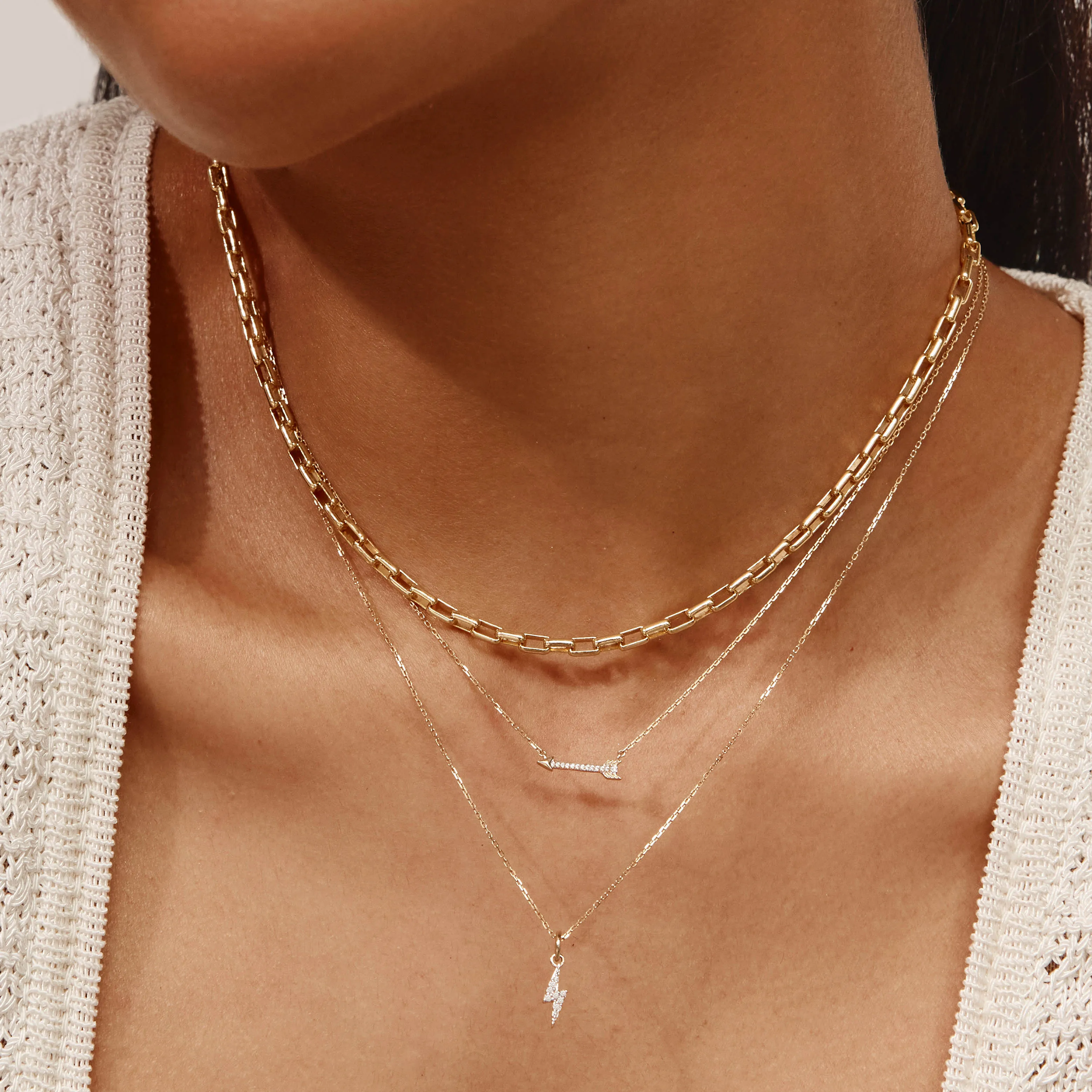 Diamond Lightning Bolt Necklace in 10k Gold