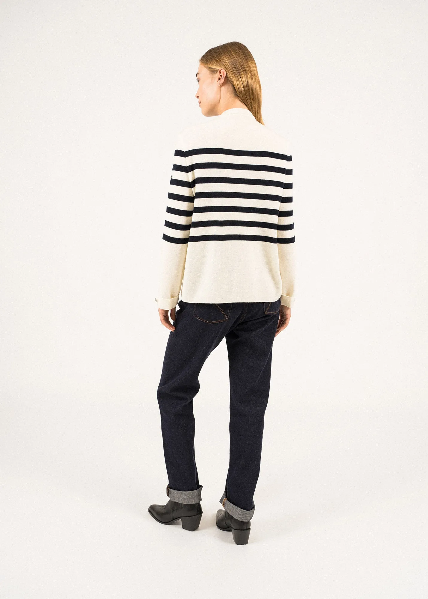 Docks Striped Wraparound Jumper - SAINT JAMES x Romain Brifault (ECUME/NAVY)