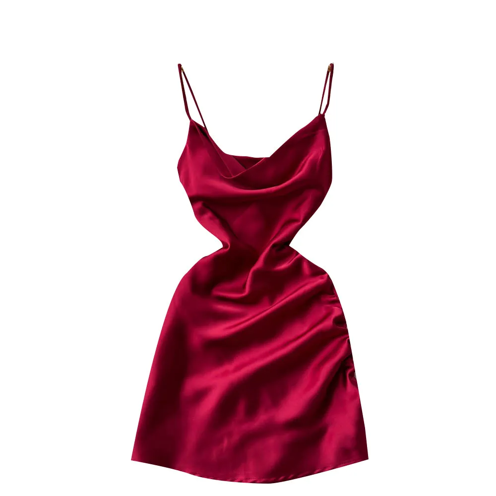 Elegant Waist-skimming Satin Slip Dress