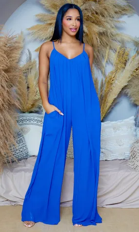 Elevation | Spaghetti Strap Jumpsuit - Royal Blue FINAL SALE