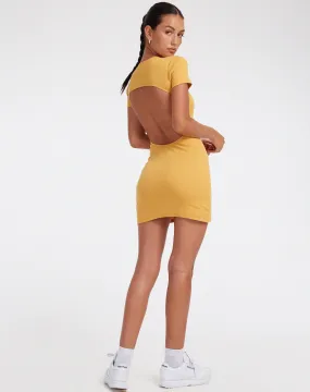 Enya Mini Dress in Rib Yolk Yellow