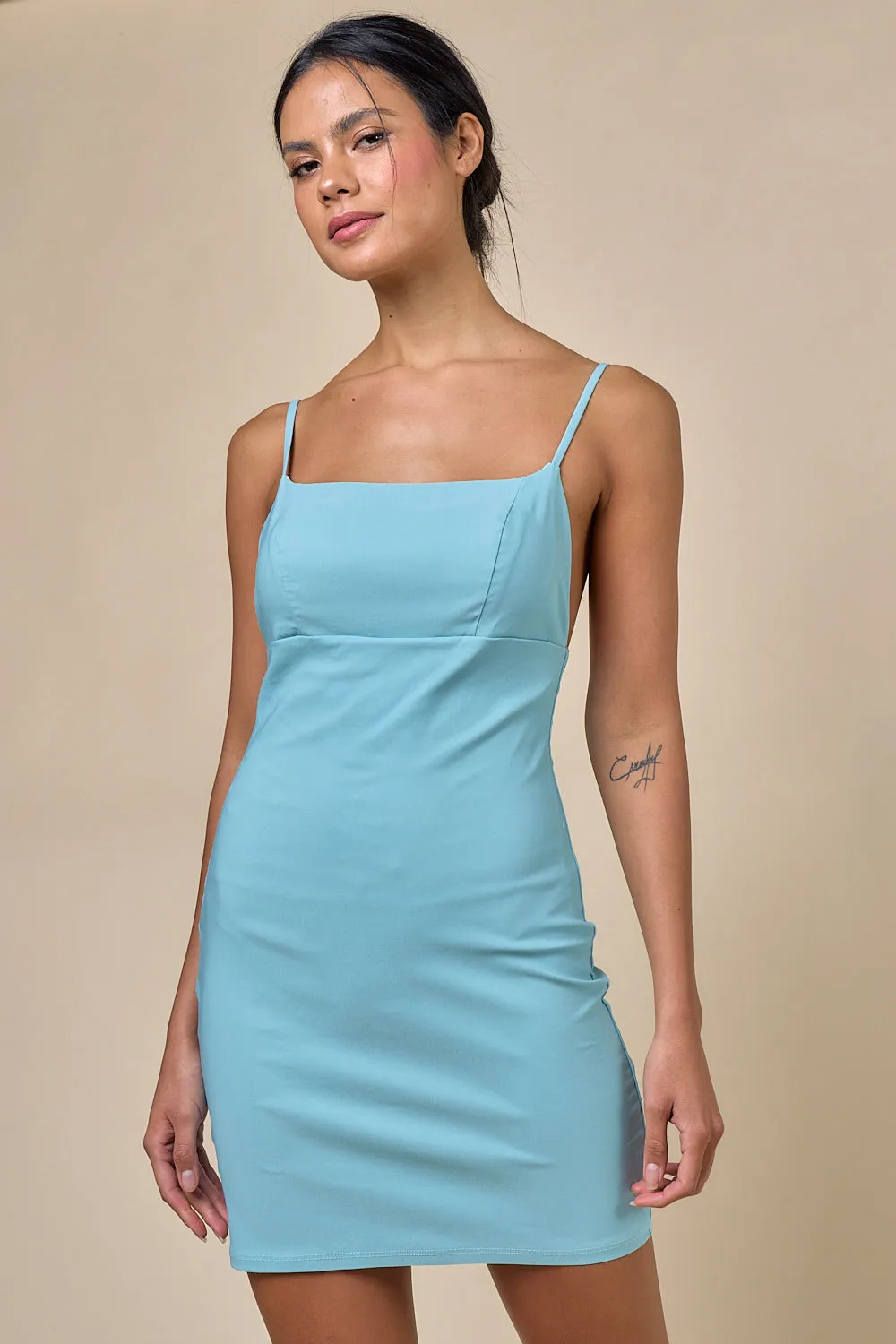Fashion Sky Strap Open-Back Bodycon Dress