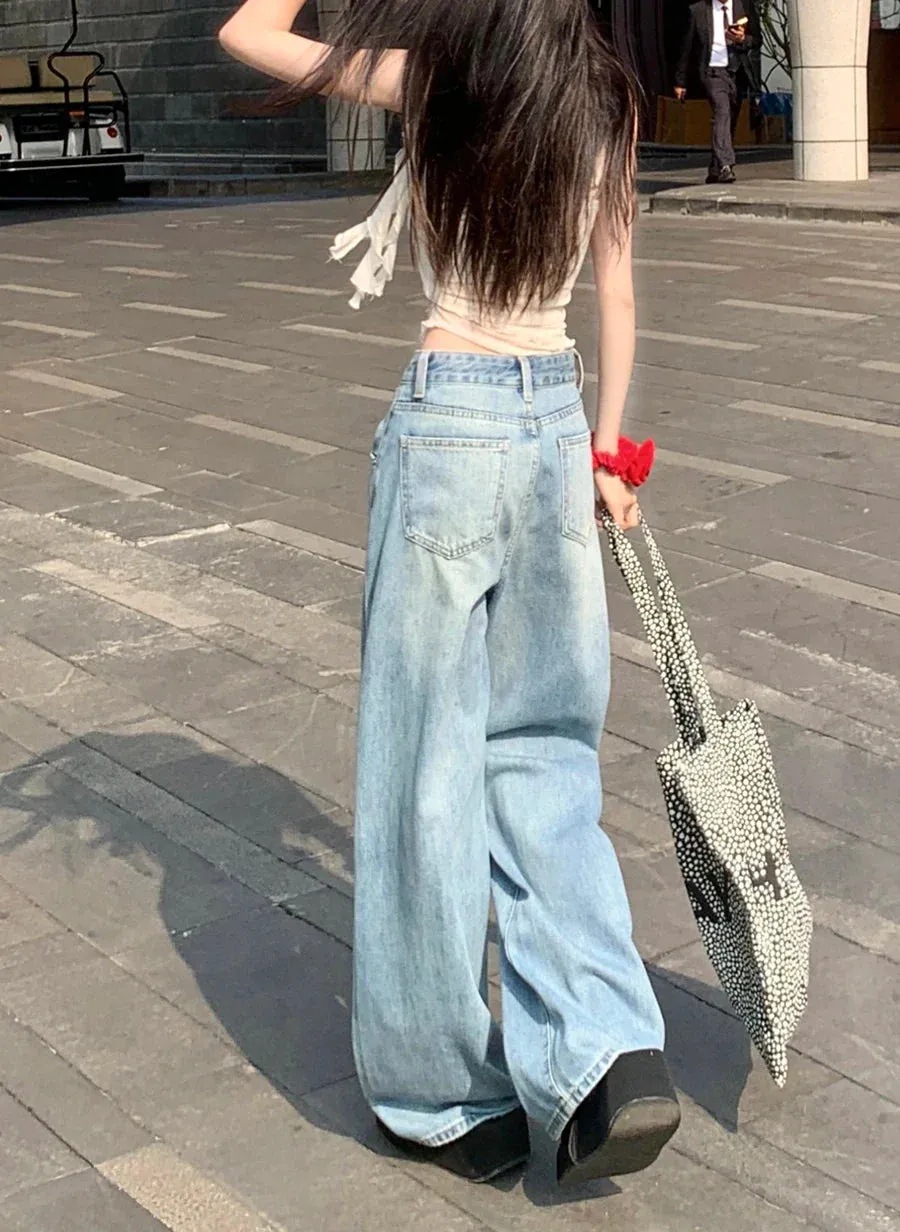 Fashion Vintage High Waist Wide Leg Jeans