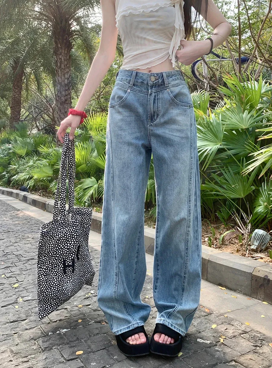 Fashion Vintage High Waist Wide Leg Jeans