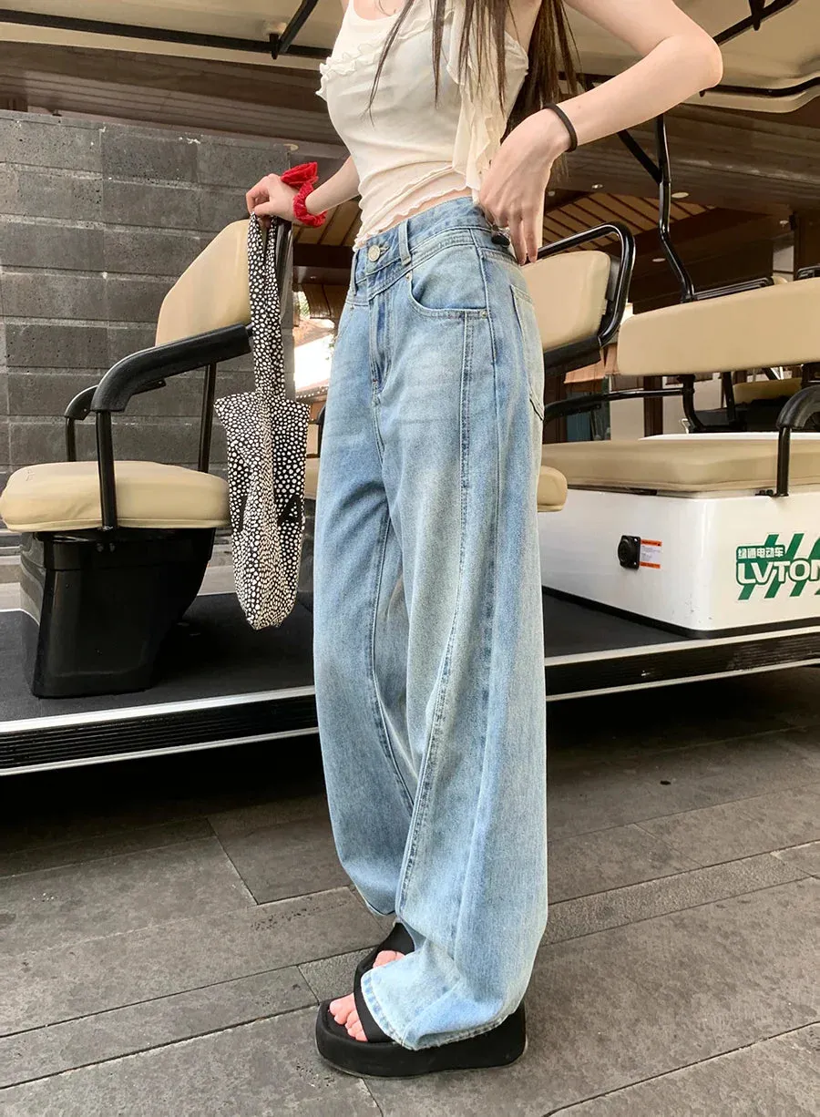 Fashion Vintage High Waist Wide Leg Jeans