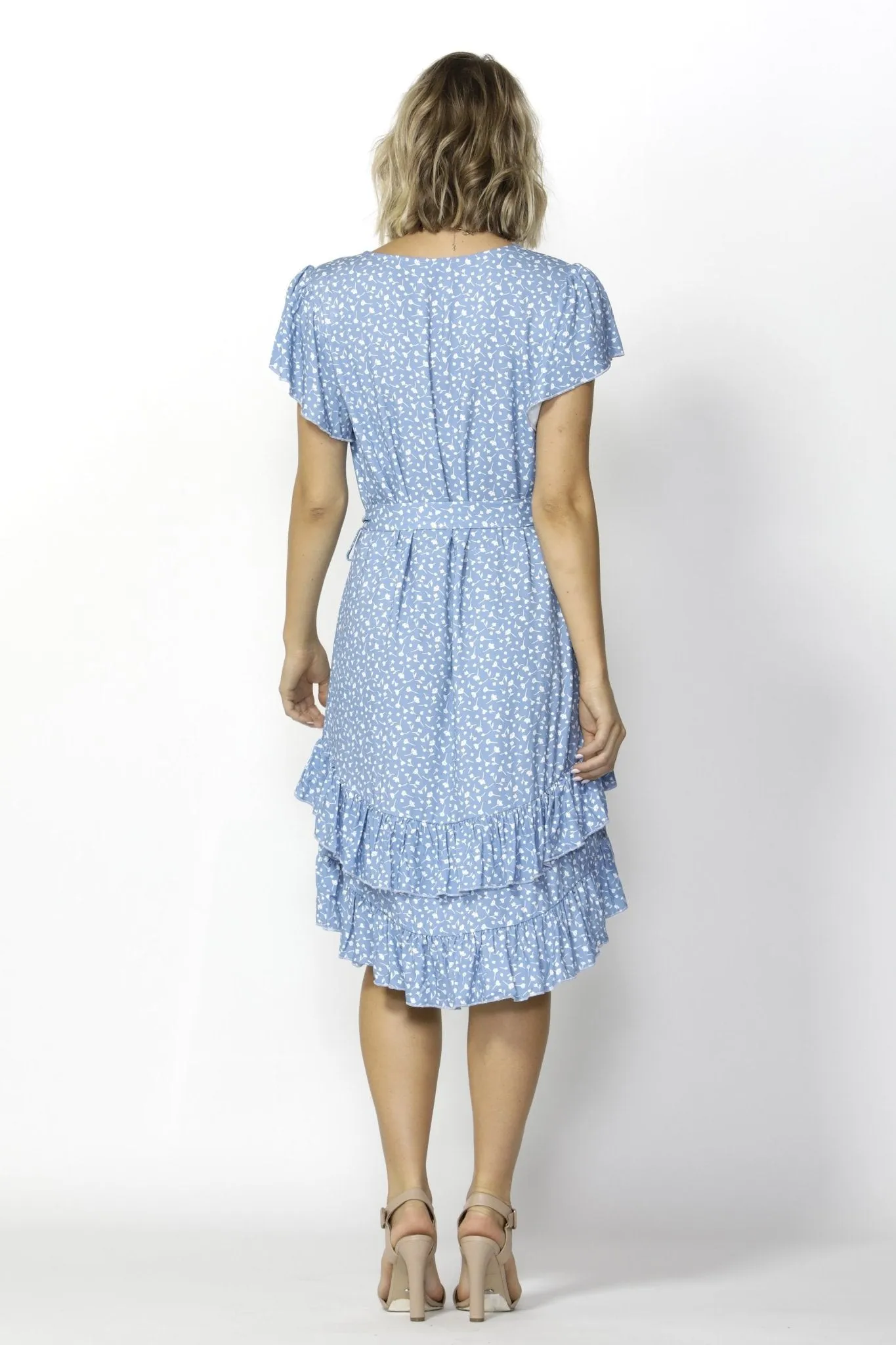 Fate   Becker Seven Seas Ruffles Dress in Blue Print