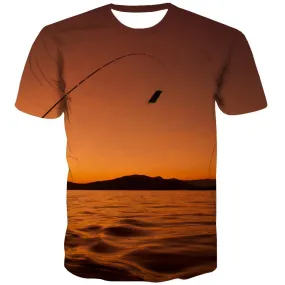 fishing T-shirt Men fish T-shirts Graphic sea Tshirt Printed Short Sleeve summer