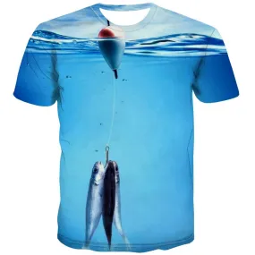 fishing T shirts Men fish Tshirts Novelty buoy Tshirts Cool lake Shirt Print