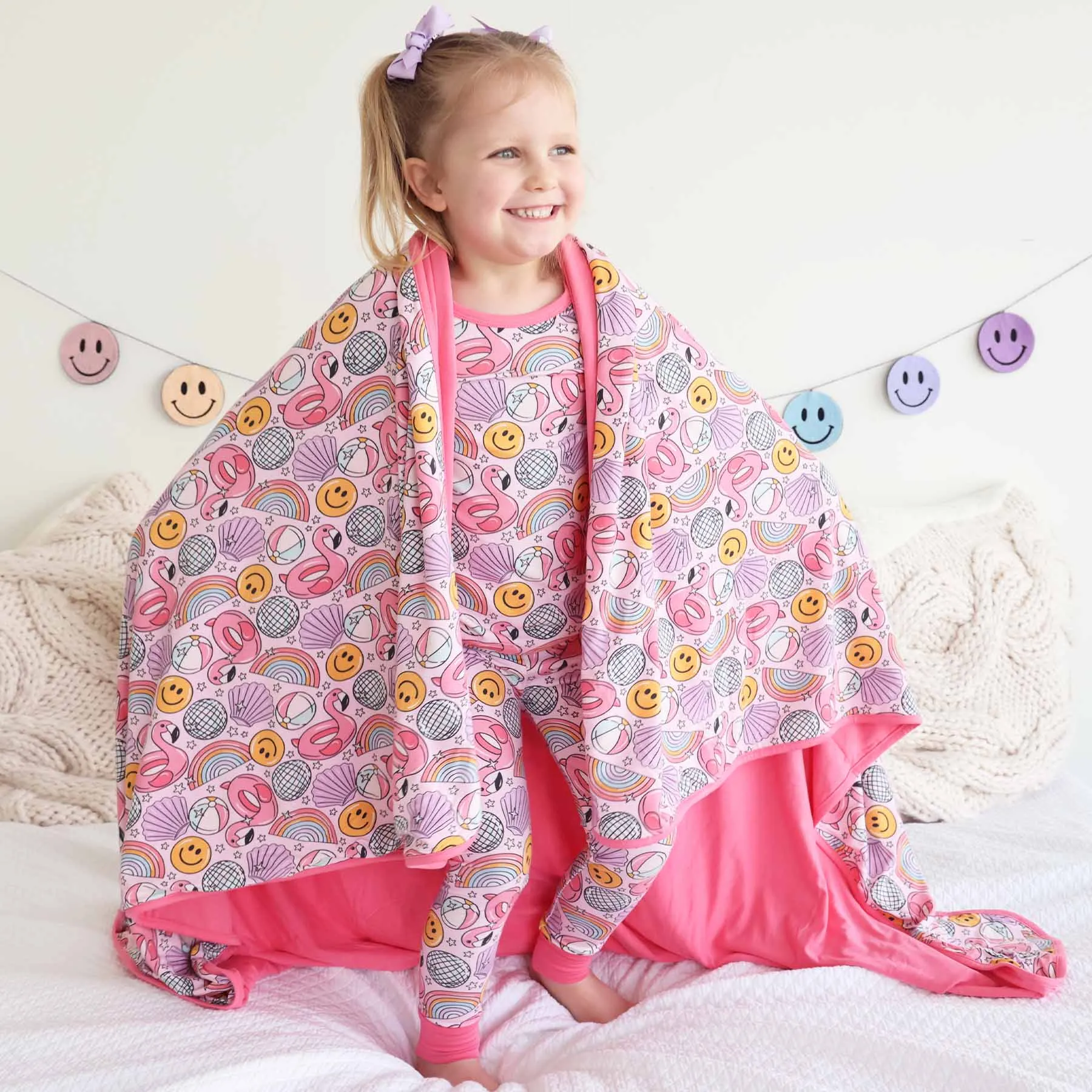 Floatie Friends Double Sided Bamboo Blanket | Pink