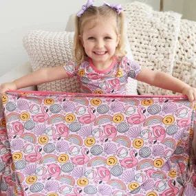 Floatie Friends Double Sided Bamboo Blanket | Pink