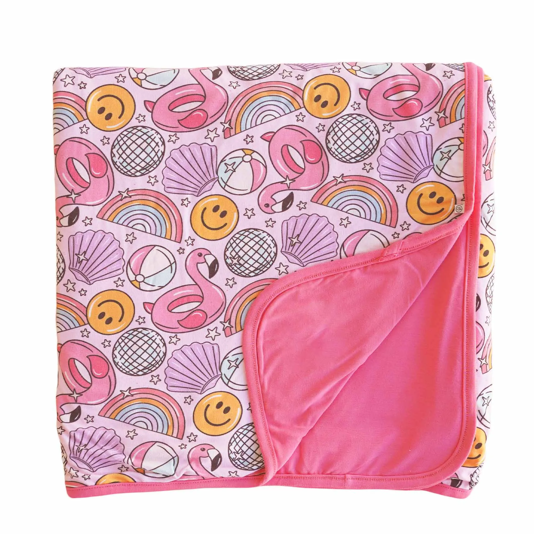 Floatie Friends Double Sided Bamboo Blanket | Pink