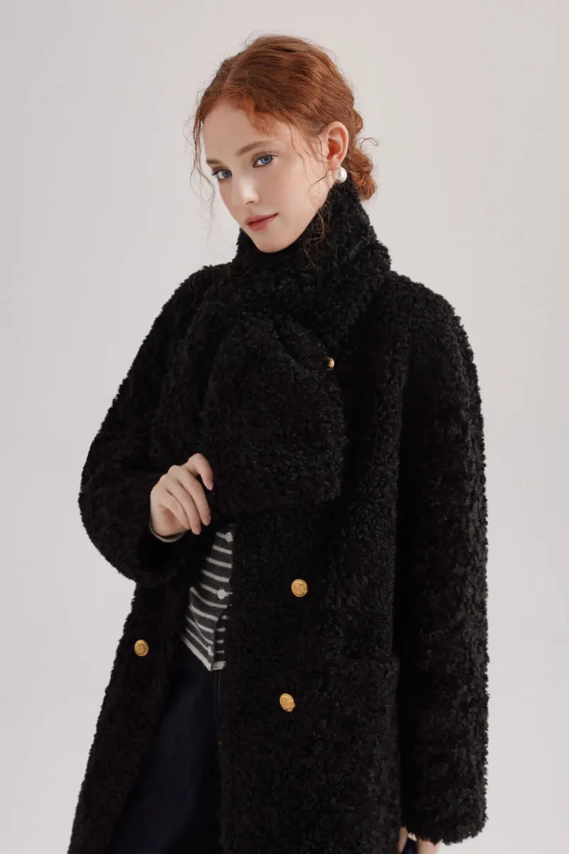 Fluffy Vintage Double Breasted Shearling Teddy Coat