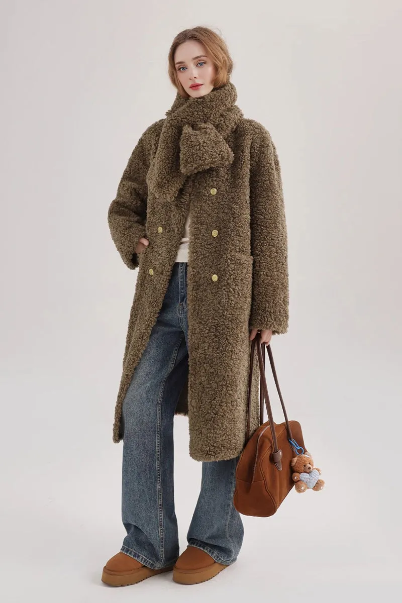 Fluffy Vintage Double Breasted Shearling Teddy Coat