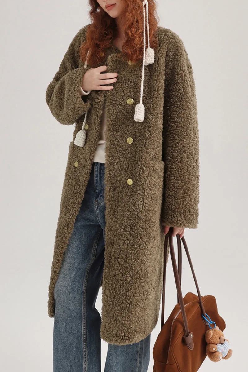 Fluffy Vintage Double Breasted Shearling Teddy Coat