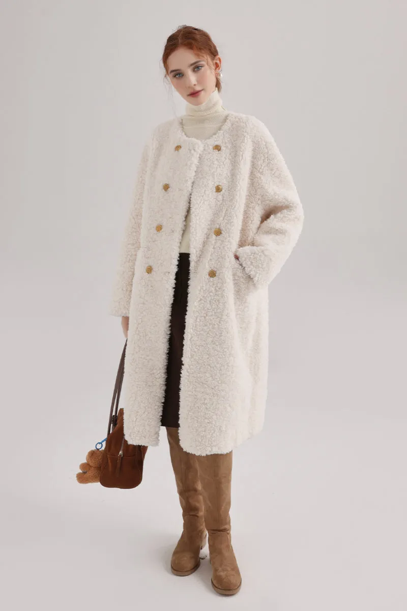 Fluffy Vintage Double Breasted Shearling Teddy Coat