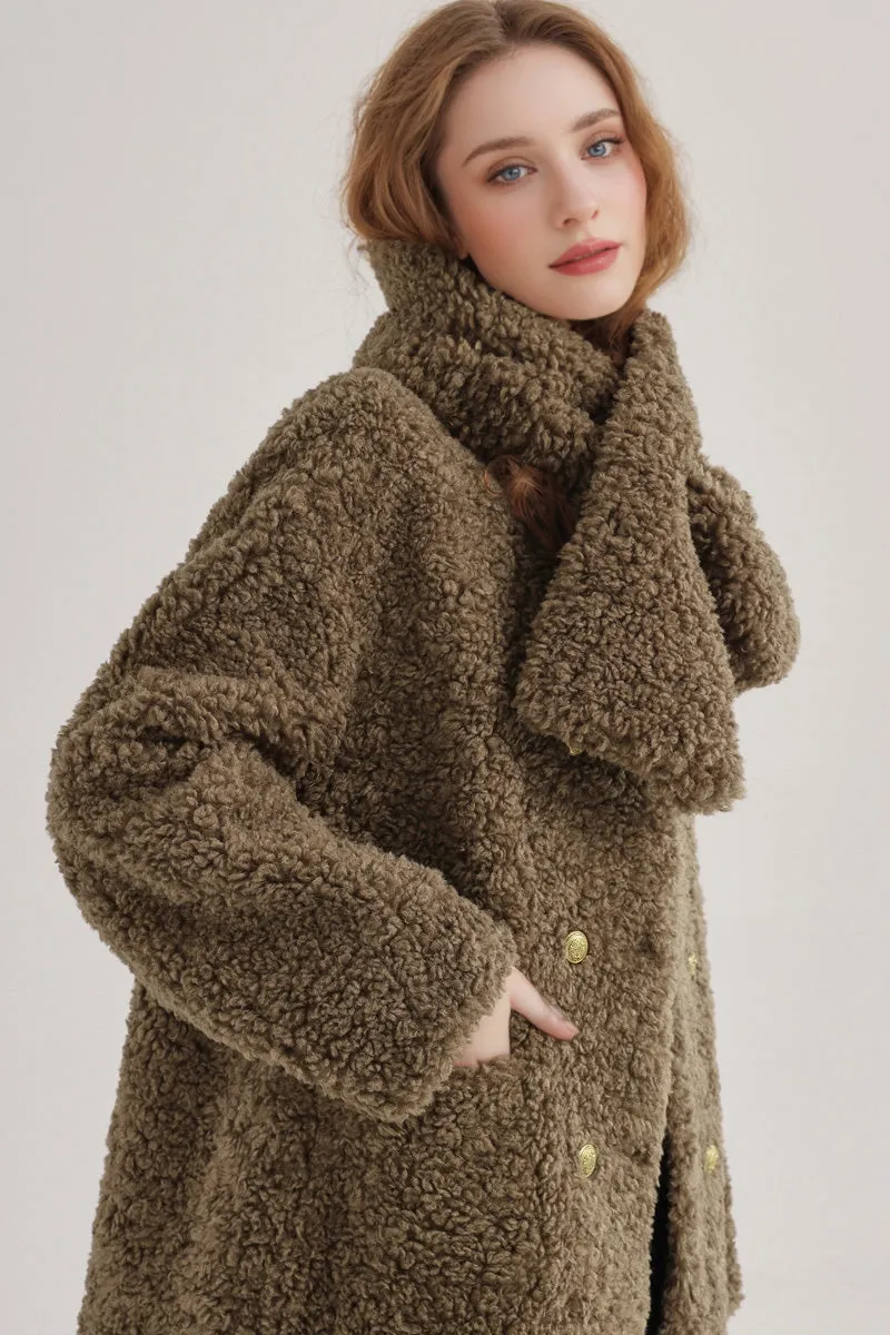 Fluffy Vintage Double Breasted Shearling Teddy Coat