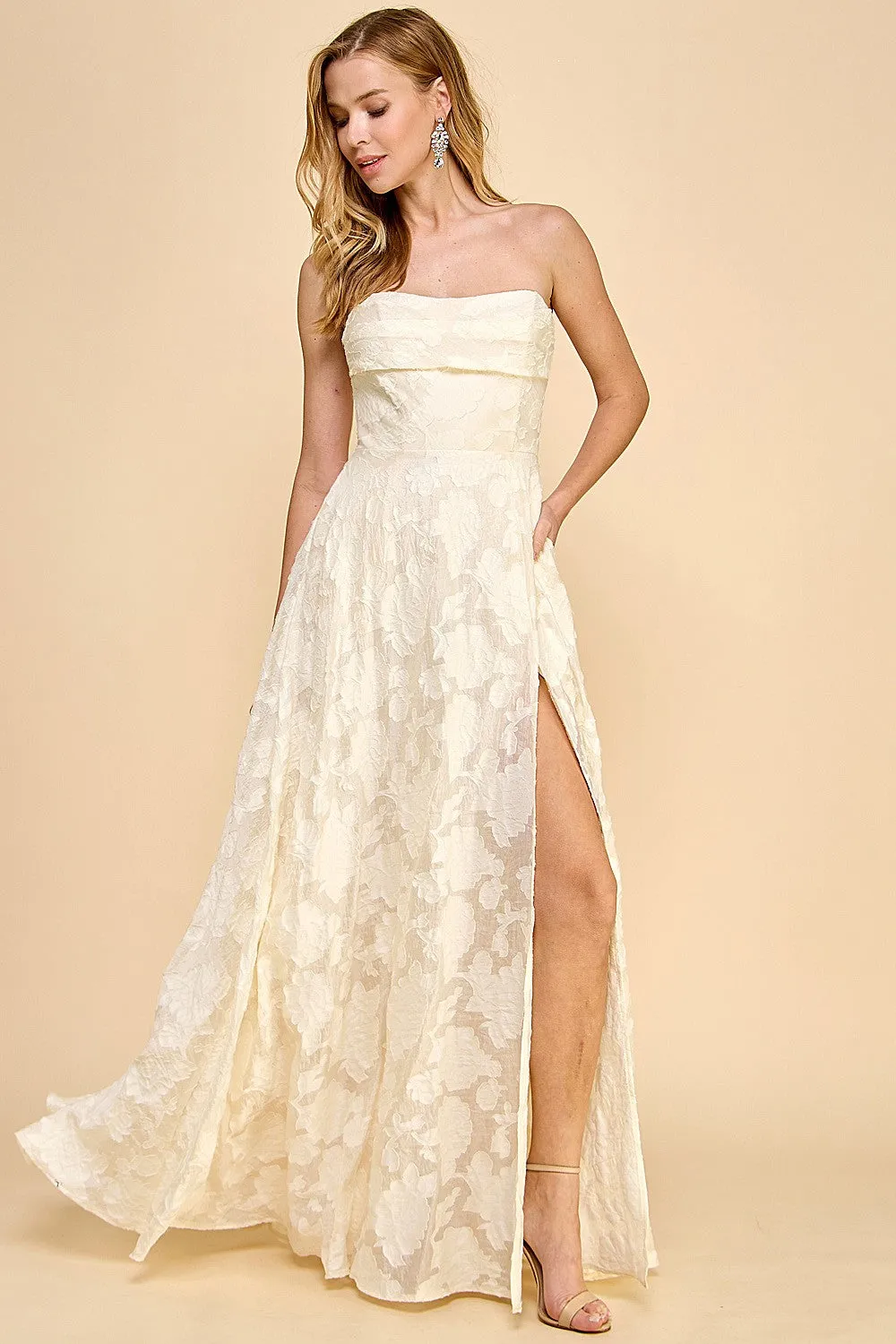 Francesca Ivory Strapless Sweetheart Gown