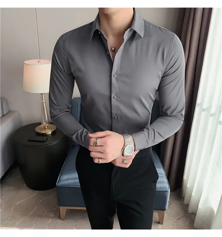 Funki Buys | Shirts | Men's Slim Fit British Style Dress Shirt 7XL