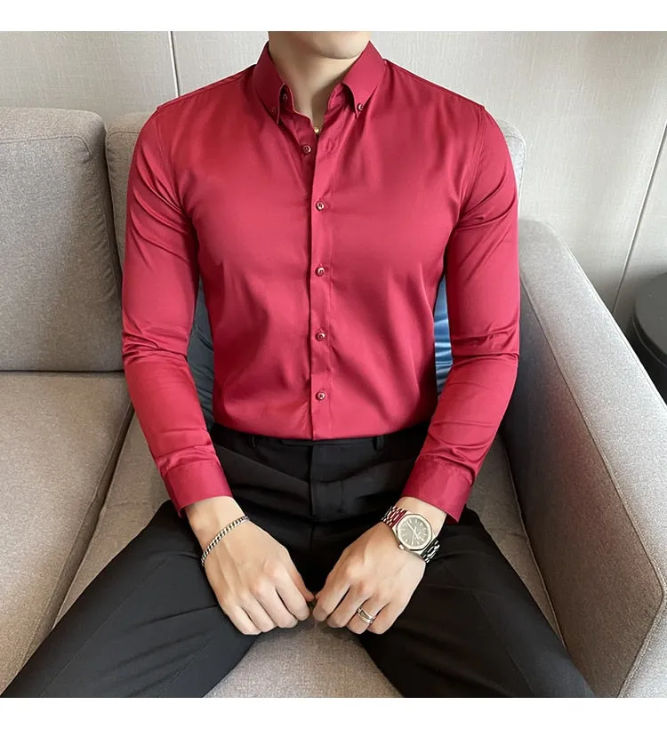 Funki Buys | Shirts | Men's Slim Fit British Style Dress Shirt 7XL