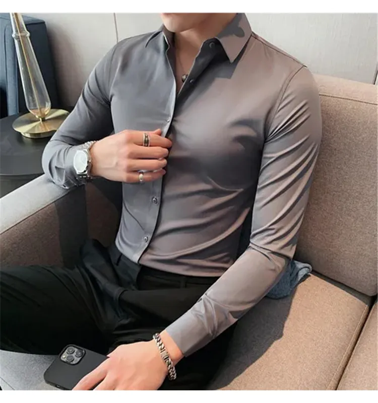 Funki Buys | Shirts | Men's Slim Fit British Style Dress Shirt 7XL