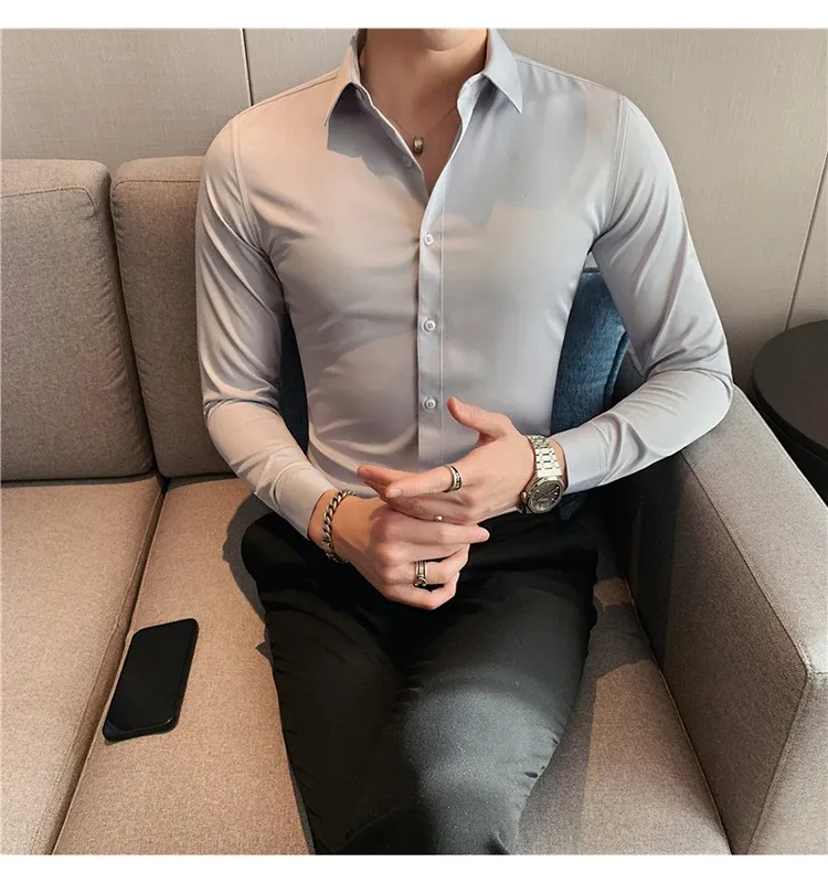 Funki Buys | Shirts | Men's Slim Fit British Style Dress Shirt 7XL