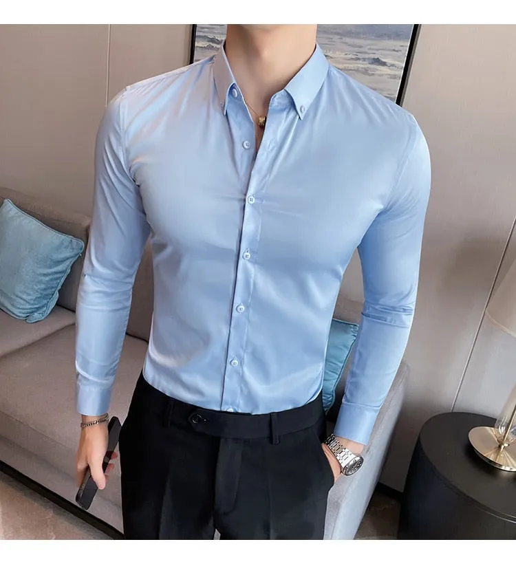 Funki Buys | Shirts | Men's Slim Fit British Style Dress Shirt 7XL