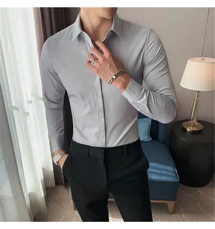 Funki Buys | Shirts | Men's Slim Fit British Style Dress Shirt 7XL