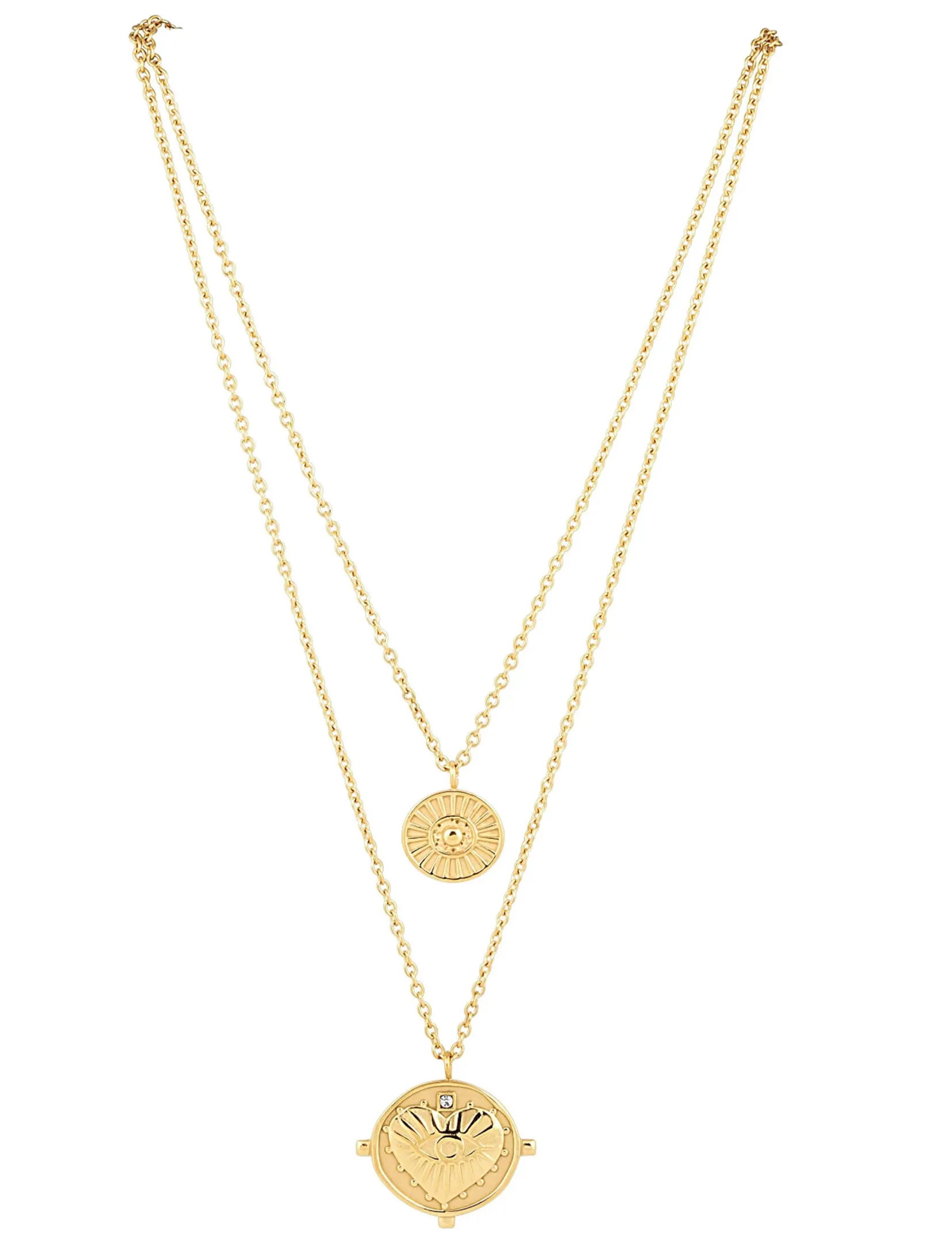 Gigi Double Coin Necklace, Gold