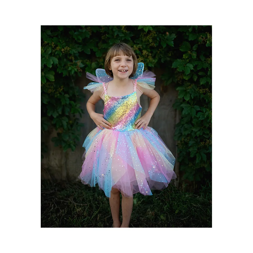 Great Pretenders Rainbow Fairy Dress & Wings, Multi, Size 5-6