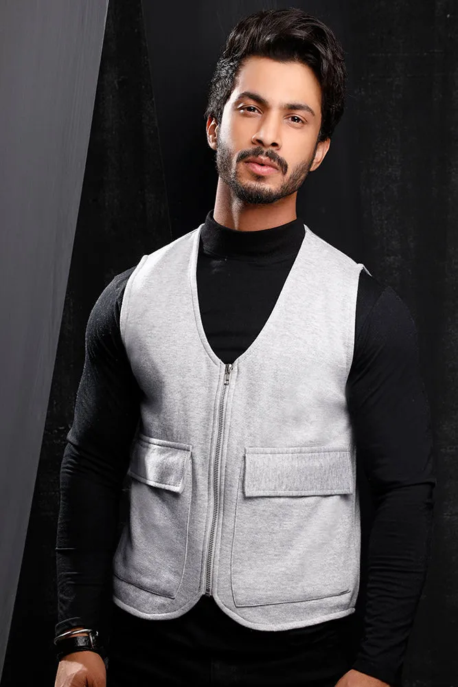 Heather Grey Jersey Utility Gilet