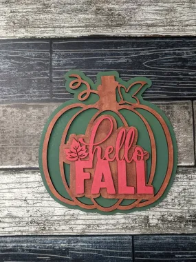 Hello Fall Pumpkin Porch Sign SVG Door Hanger Laser Ready File